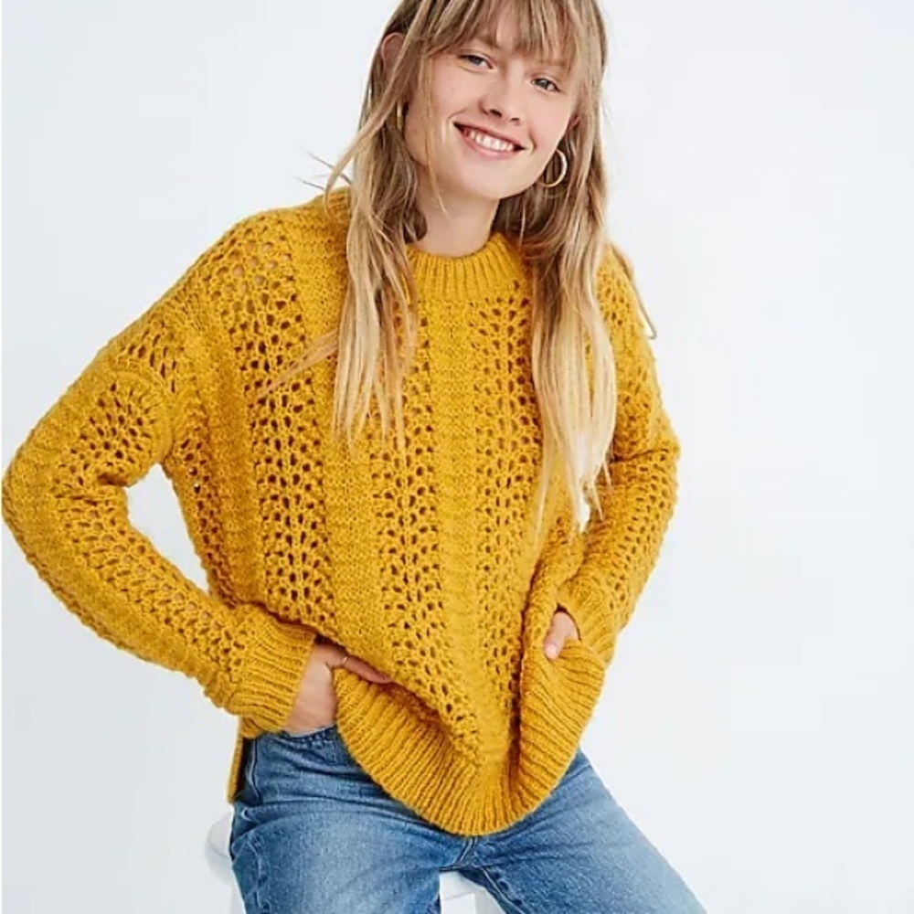 Madewell Windemere Pointelle Pullover Sweater xs